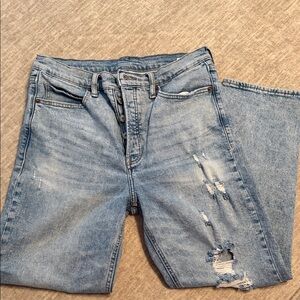 Old Navy sky high straight Distressed Button-Fly Jeans size 10